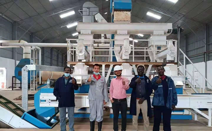 烏幹達生物質顆粒機調試成功